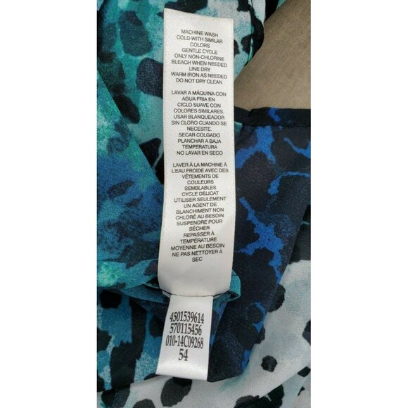 Rare Chico's Aqua Green Leopard Design Faux Diamond Rhinestone Button Up Shirt - Picture 11 of 12